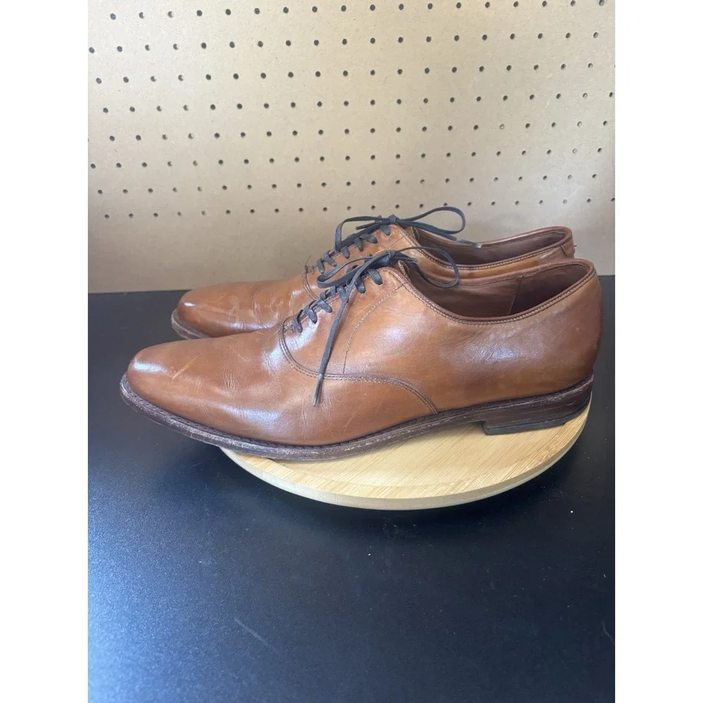 Allen Edmonds Shoes Mens Size 11.5 B Carlyle Oxford Brown Tan Plain Toe Dress